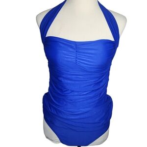 Sofia 1PC Blue Swimsuit MEDIUM Ruched Sides  Coquette Girl Beachwear Pool NWOT